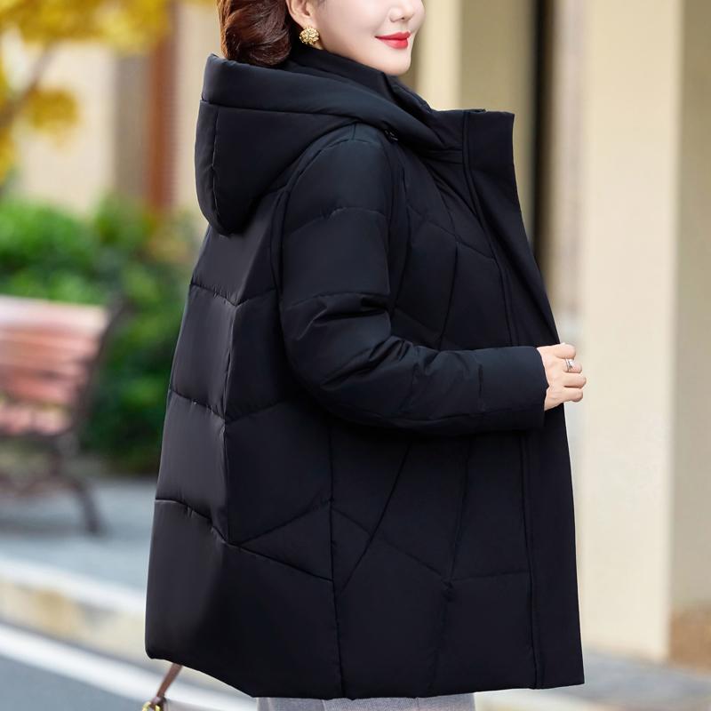 Plus Size XL-6XL Middle Age Women's Down Coats Winter Vintage Parkas Hooded Elegant Loose Thick Warm Down Jackets Woman Outerwears