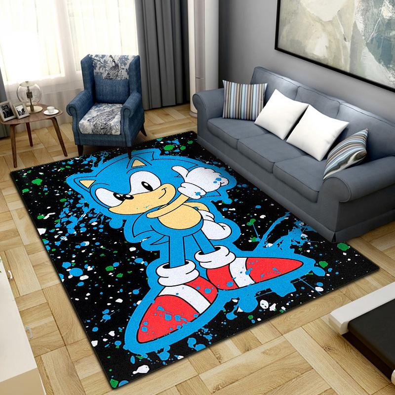 Sonic Cartoon Comic Rug for Home Decoration,Washable Non-slip Large Rug Floot Mat LXRa56