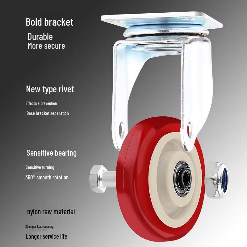 Heavy-Duty 4-inch Nylon Swivel Caster Wheels with Brakes