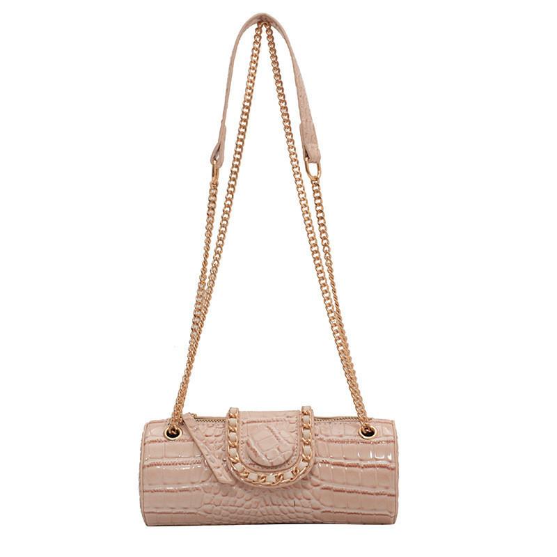 Urban Minimalist Style Pu Crossbody Bag With Sewing Thread Details абрикосовый