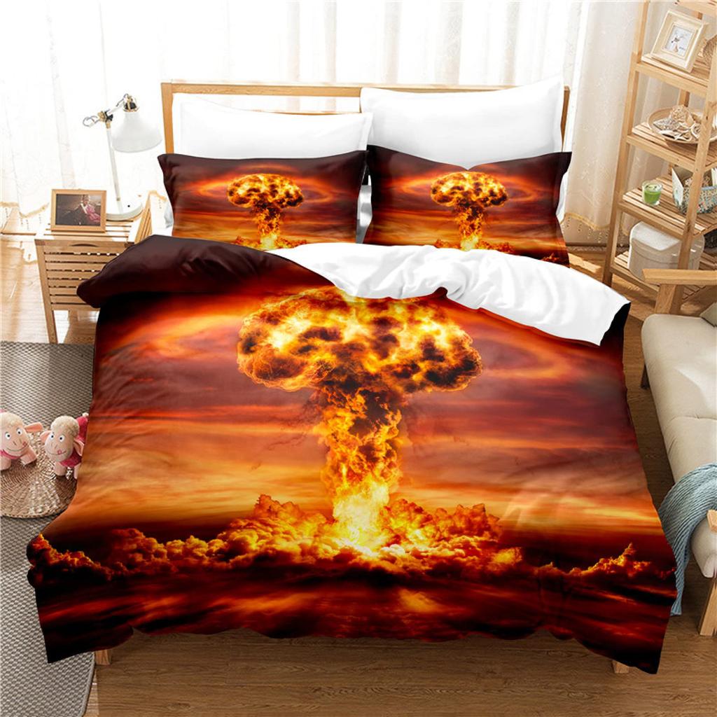 Comforter Volcano King Queen Eruption Lava Bedding Set For Kids Teens Adults Natural Disaster Molten