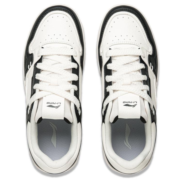 New LiNing Wear Resistant Slip Resistant Low Top Skateboard Shoes Women's White Black AGCU366-2