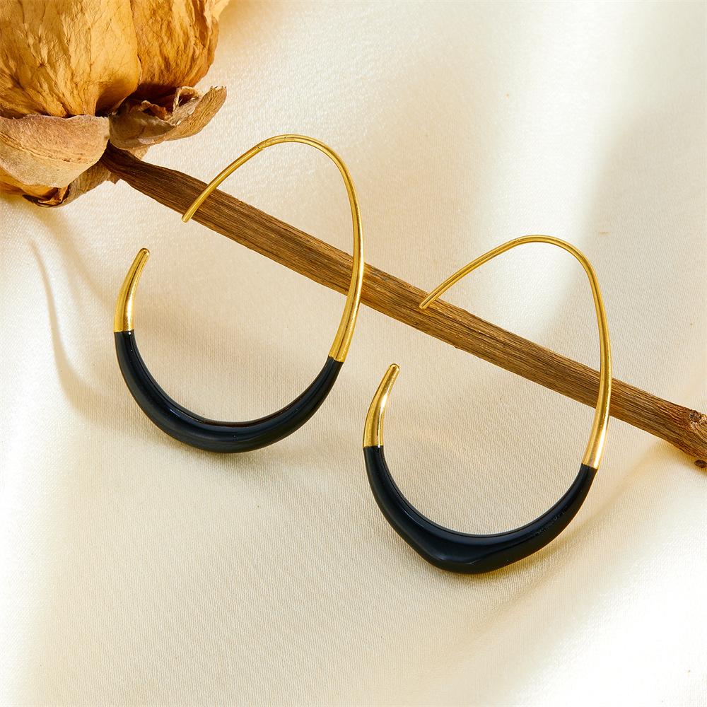 

Ear Hook Large Circle Earrings Stainless Steel Gold Plain Circle Earrings Circle Niche Premium Earrings