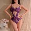 Hollow and Thin Sexy Underwear Sexy Onesie Temptation Strap Perspective Lace Free Purple