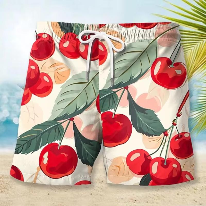 Men's Shorts Summer Shorts Casual Short Pocket Drawstring Elastic Waist Fruit Pineapple Breathable Soft Short Fashion Streetwear
