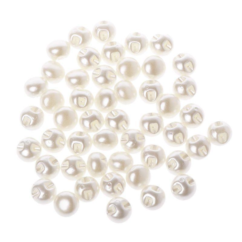 

Sewing Pearl Buttons 50pcs White Clothing Makeup Brush Holder Beads