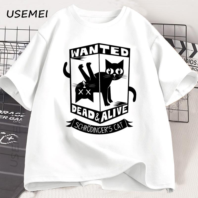 Funny Black Cat Tshirts Cotton Causal Loose Tshirt Printed Round Neck Short Sleeve Cat Lover T Shirt Harajuku Streetwear