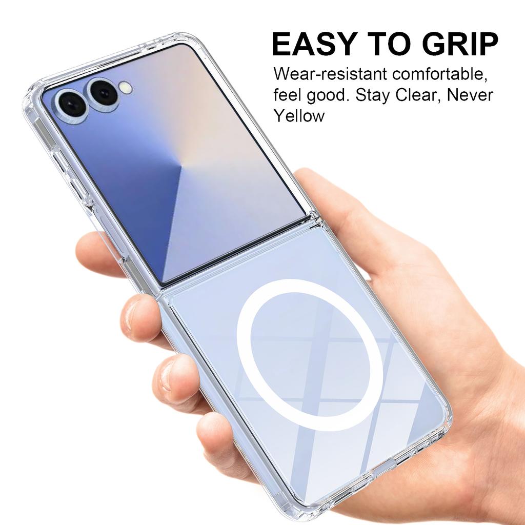 For Samsung Galaxy Z Flip7 5G Clear Phone Magnetic Case TPU+Acrylic Back Cover