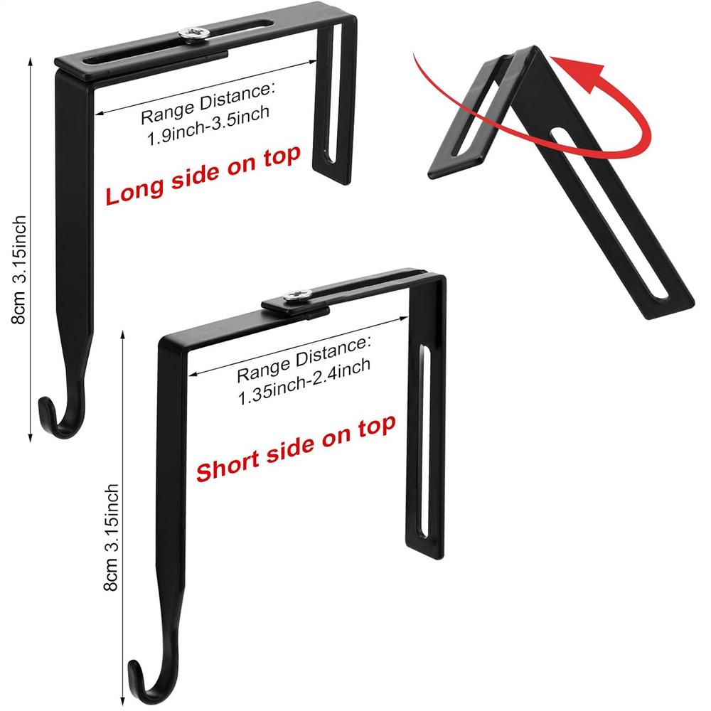 

Крючок на дверь Регулируемый вешалка для кабинок Дверные крючки Регулируемые для установки на панели Железные вешалки для ключей зонтов комнатных растений чёрный