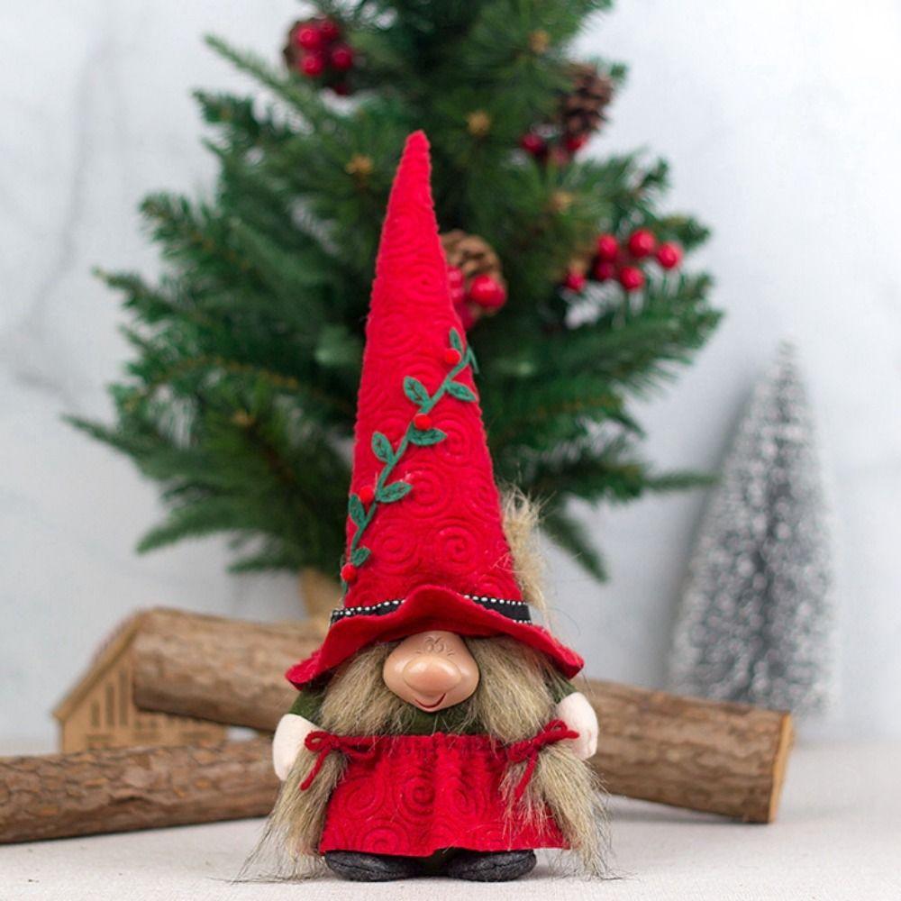 Creative Christmas Big Nose Faceless Doll with Pointed Hat Big Nose Short Legs Doll Home