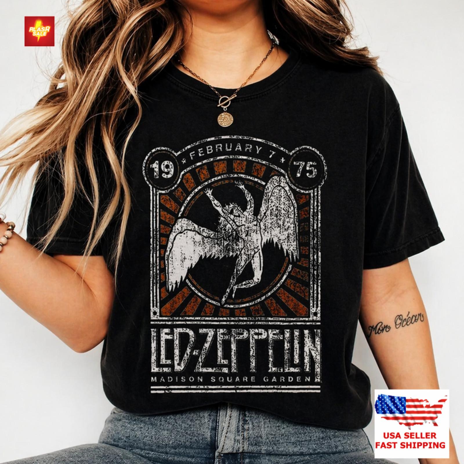 Led Zeppelin Vintage 1975 Tour Shirt MSG Concert 70s Rock Band Tee Unisex Unisex T-Shirt S