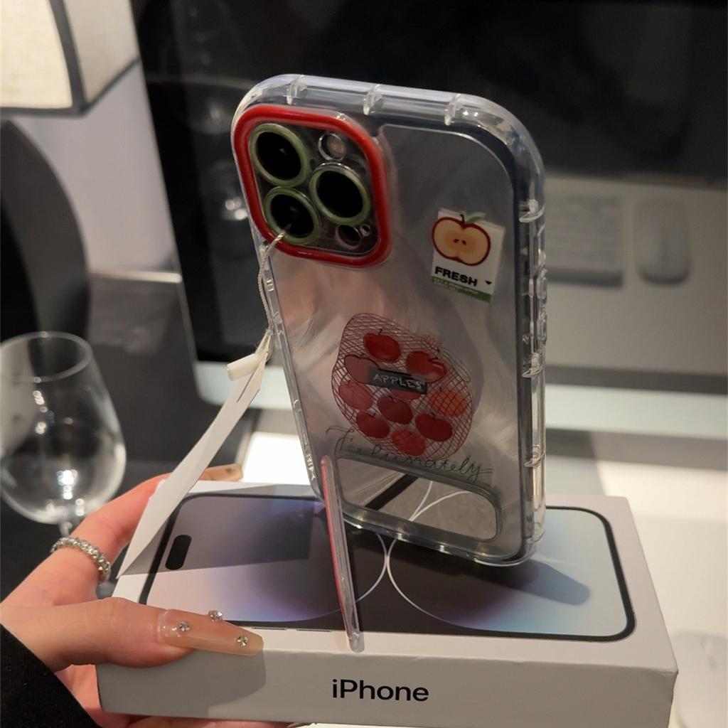 Netztasche Frucht für Apple 16 Feder Creme Handyhülle für IPhone15promax Cartoon 14/13 Persönlichkeit