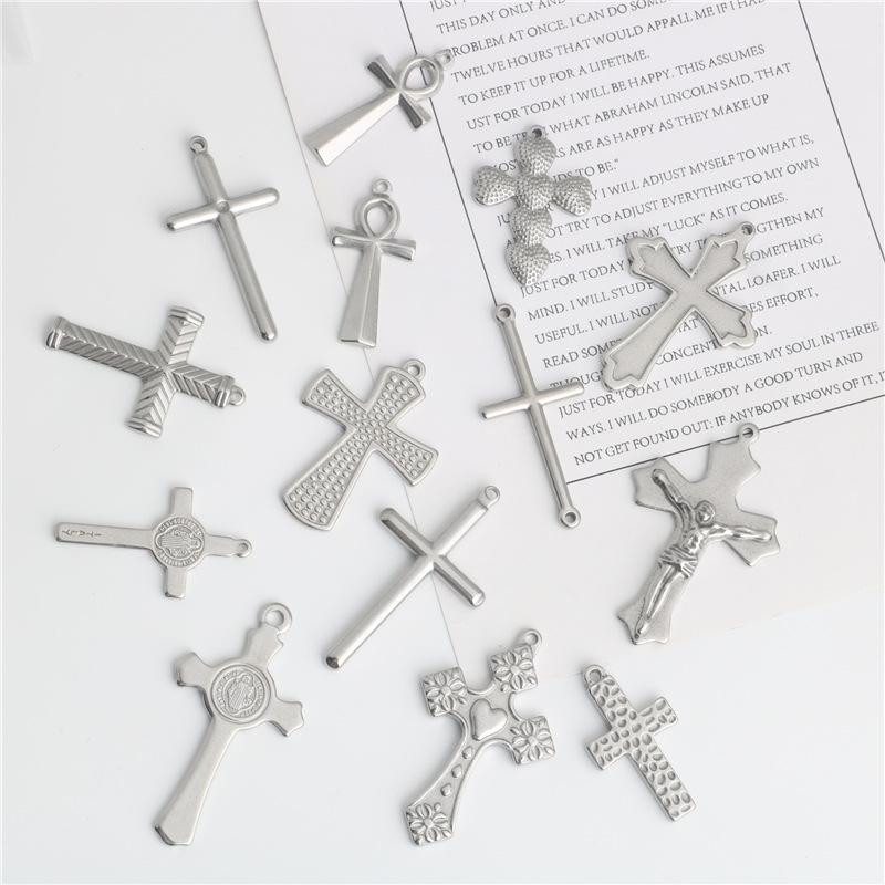Stainless Steel Cross Necklace Bracelet Charm
