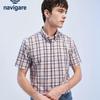 Navigare Men's Summer Cool Feel Plaid Short Sleeve Shirt