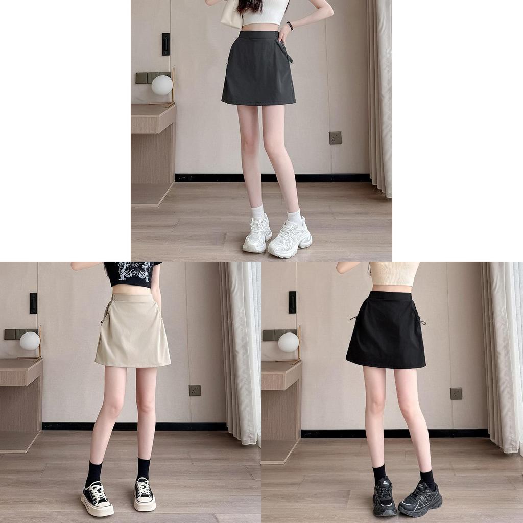 Casual Summer High Waist Aline Skirt With Drawstring For Womens Fashion