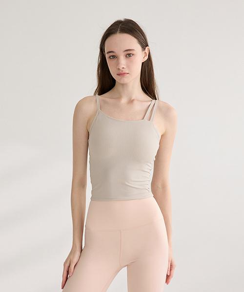 Reina Mora Asymmetrical Strap Crop Tank Turtle Dove 2