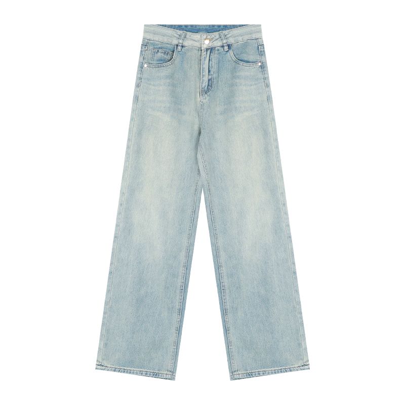 Light Blue High Waist Summer Retro Drape Denim