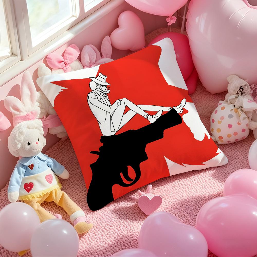anime Lupin the Third Cushion Cover Pattern Printed Pillowcase for Living Room Sofa Cushion Cover & Bedroom Decor