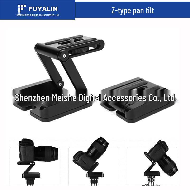 Z-Type Folding Pan/Tilt Camera Head with Quick Release Plate - Lightweight Portable Tripod/Slider Accessory 90