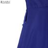 ZANZEA Women Casual Round Neck Summer Short Sleeve Dress