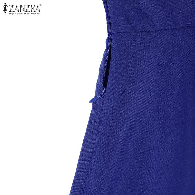 ZANZEA Women Casual Round Neck Summer Short Sleeve Dress