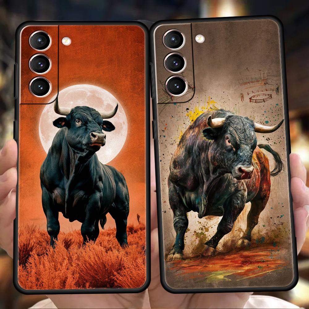 Bull Animal Phone Case For Samsung Galaxy S25 Edge S24 S23 S22 Ultra S20 S21 FE 5G S10 S9 Plus S10E Soft Cover