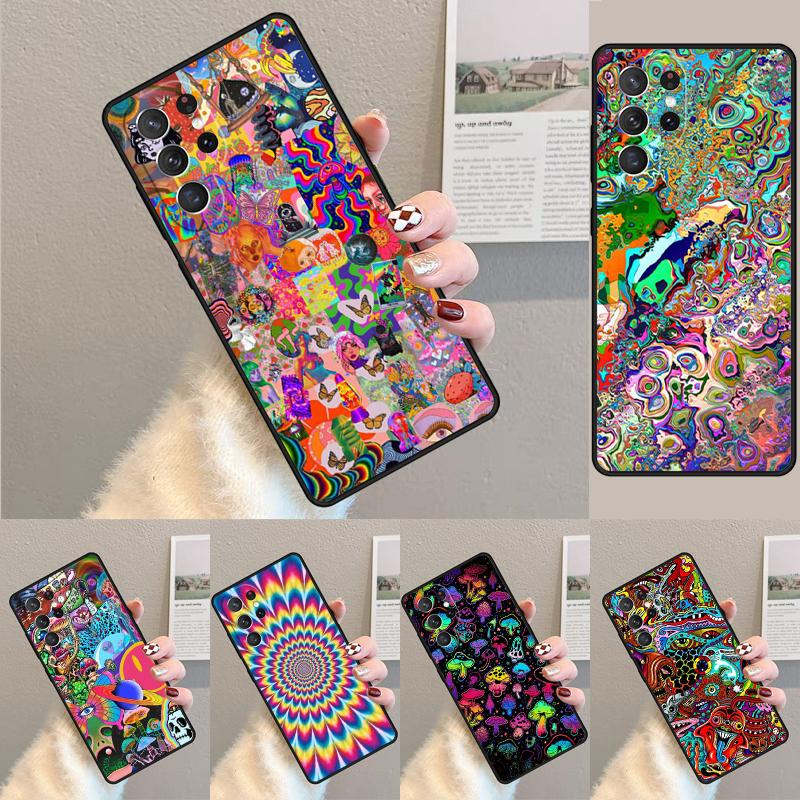 Colourful Psychedelic Trippy Art Phone Case for Samsung Galaxy note 10 pro S26 Ultra S23 S24 FE S25 S21 S22 PLUS shockproof Cove