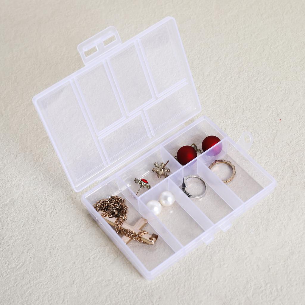1pc 6 Grids Compartments Plastic Transparent Organizer Jewel Bead Case Cover Container Storage Box For Jewelry Pill Coin Sundry