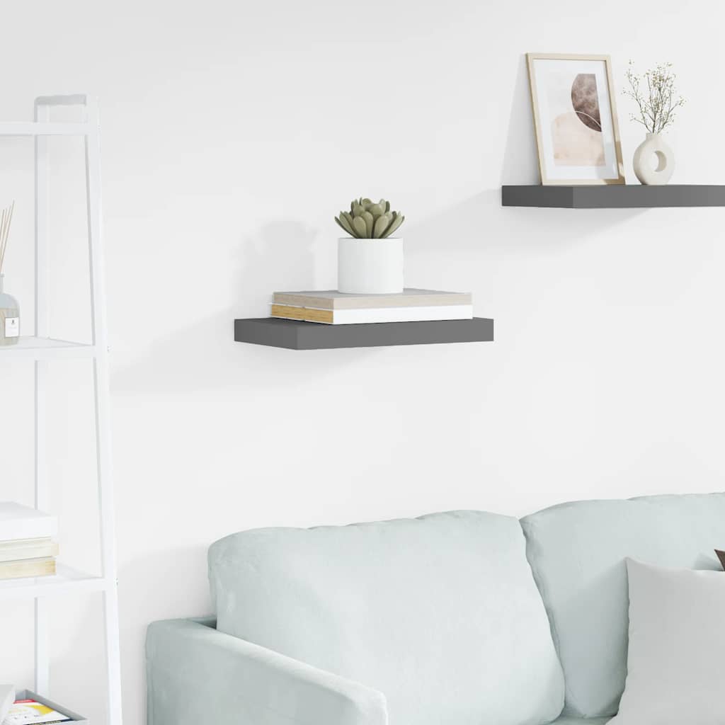 Floating Wall Shelf Glossy Grey 40 X 23 X 3.8 Cm MDF