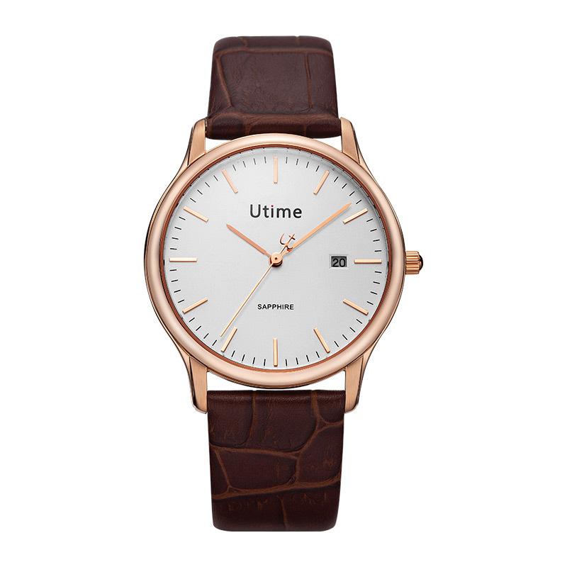 

Utime High-End Leather Steel Case Men S Watch Business Waterproof Belt Men S Quartz Watch Men S Watch