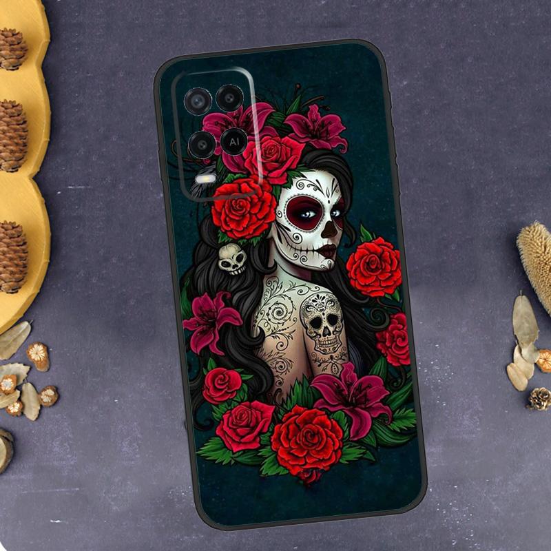 

Mexican Skull Girl Tattooed Art Phone Case For Oppo A79 A18 A38 A58 A78 A98 A17 A40 A60 A80 A16 A76 A96 A15 A74 A94 A54 A77 OPPO A74 5G