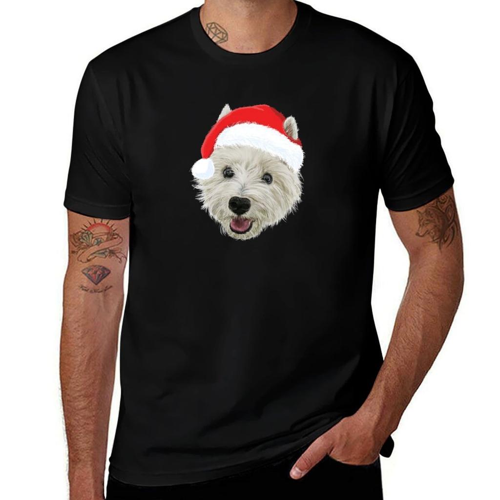 West Highland Terrier Christmas Santa Hat Tshirt T Shirts For Unisex Pack White Unisex T Shirt Graphic Tshirt