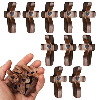 My Heart | Encouragement Gift, Wooden Crosses Across My Heart, Pocket Crosses Gift, Fingertip Stress Relief Gifts, Gifts For Str