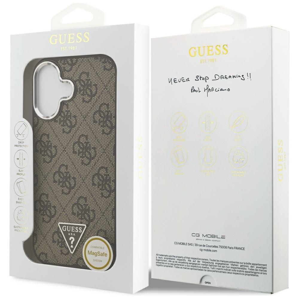 Guess 4G Triangle Logo MagSafe case for iPhone 17 brown silver