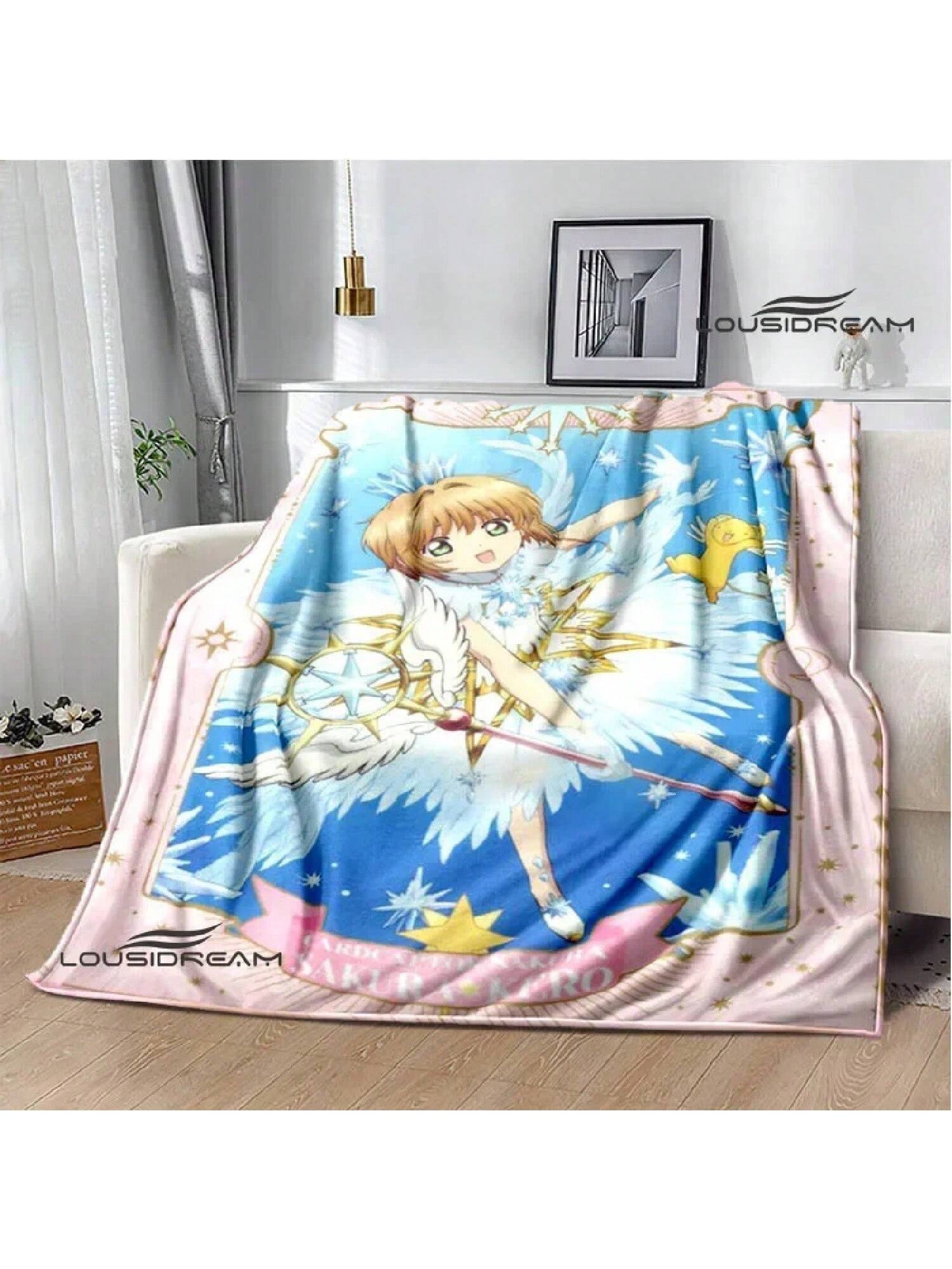 

Card Captor Sakura Cartoon Blankets Fashion Blankets Warm Flannel Soft Comfortable Blanket Home Travel Blanket Birthday Gift 75X95CM серый