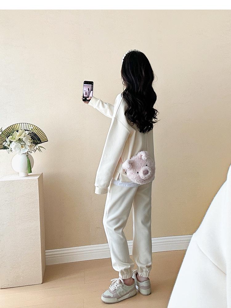 Trendy Maternity Two-Piece Sweatshirt Set - Stylish Casual Sportswear for Spring & Autumn 2025