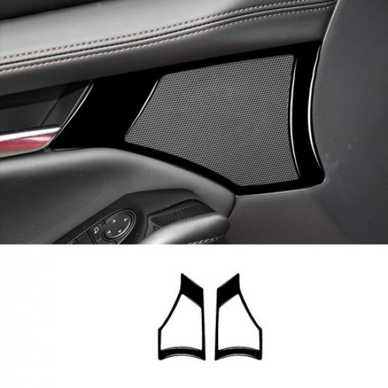 2pcs Bright Black PVC Front Door Speaker Panel Cover For Mazda 3 Axela -2024