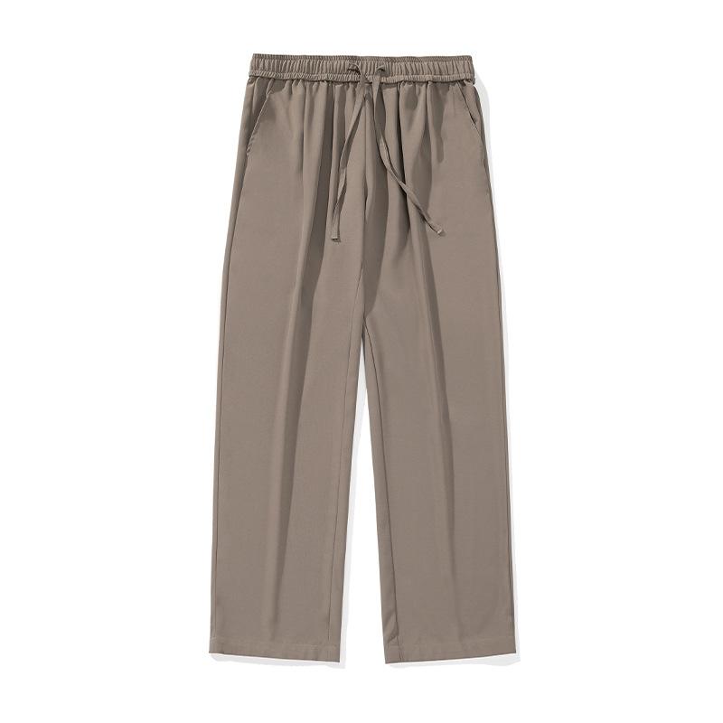 drape ice silk retro casual pants men's summer thin loose straight pants cool breathable basic versatile long pants