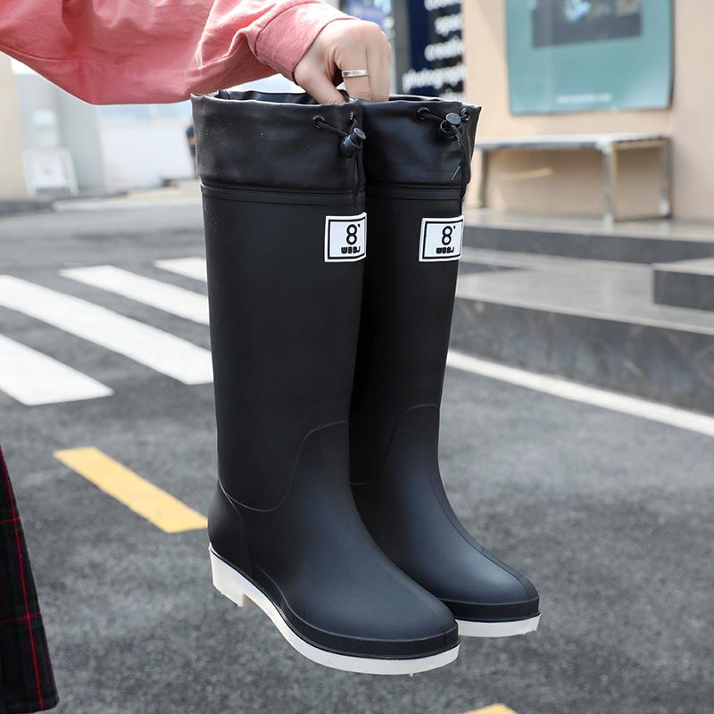 Fashion Rain Boots Women's Four Seasons Fashion Outdoor Mid-tube Waterproof Non-slip Rubber Shoes Fashion Rain Boots Garden Galoshes