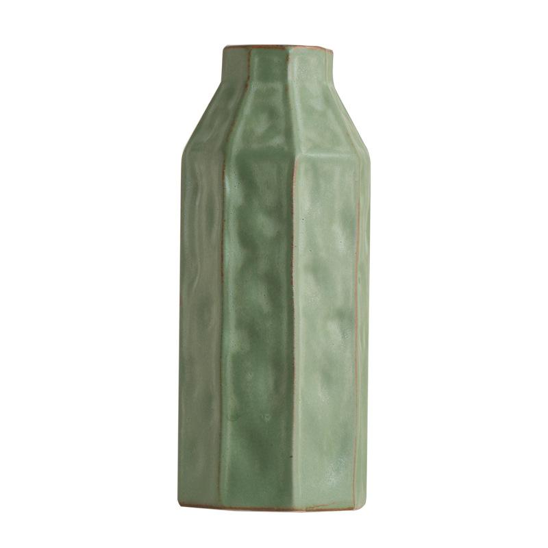 Nordic Ceramic Minimalist Retro Green Vase Ornaments, Home Dining Table, Living Room Decorationss Accessories, Floral Organ, 1Pc