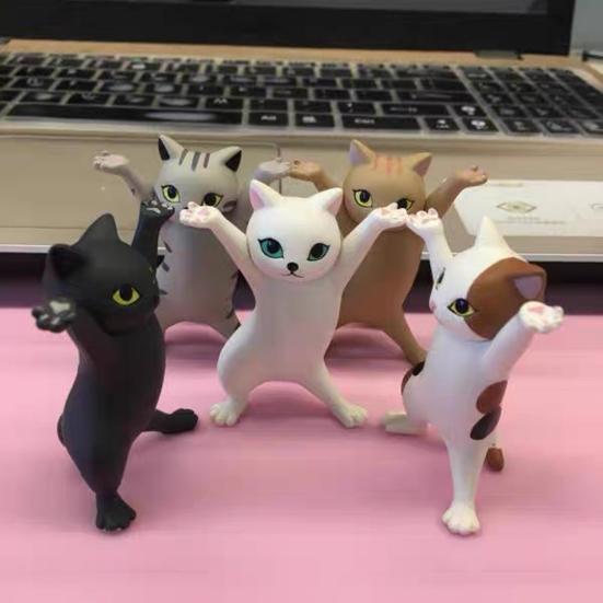 Earphone Stand Handmade Cat Shape Penholder Cute Dancing Doll Decoration for Desktop