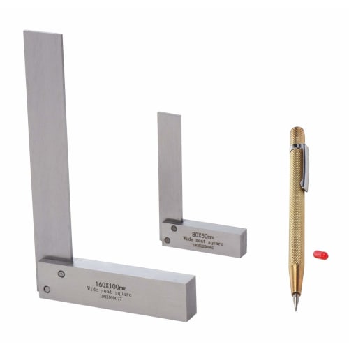 Two-Piece Set of 16cm and 8cm Squares with Base, Pen-Shaped Marking Needles, Measuring Tools, Carpentry, Marking Tools, Marking Tools