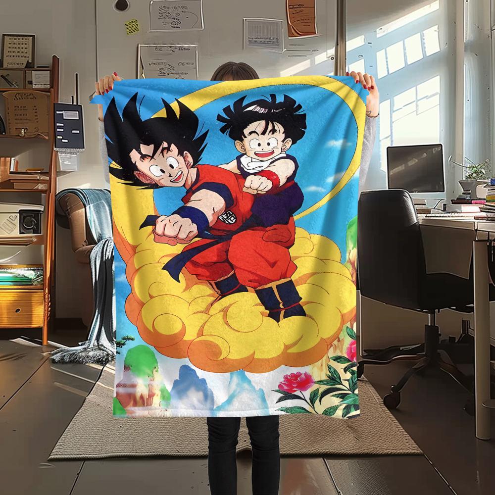 

Фланелевое одеяло с принтом персонажей Dragon Ball, Высококачественное, Удобное для всех сезонов, Декор для дома, Тепло и уют, Идеально для рождественских подарков 80cm x 120cm