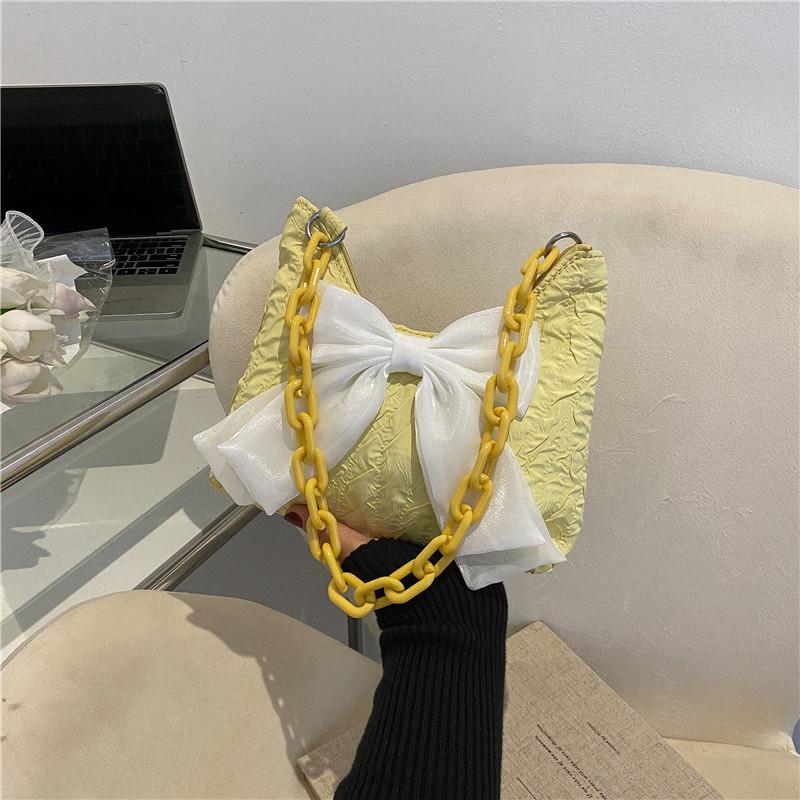 Stylish Urban Cotton Mini Handbag With Bow Knot For Women Soft Box Shape