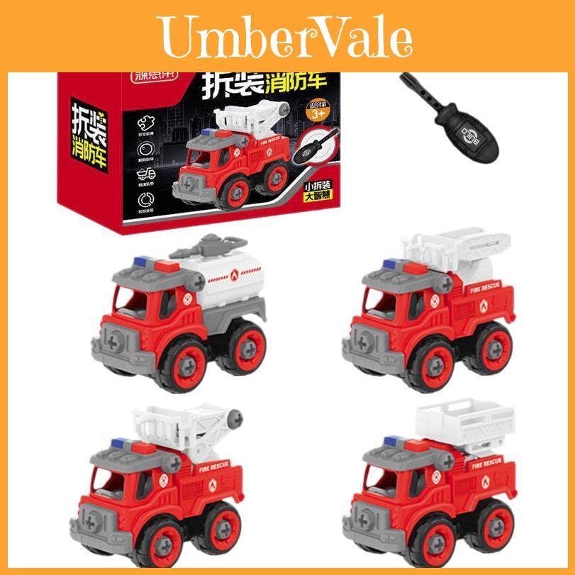 Rescue Car Sprinkler Truck Tank Airplane Police Motorcycle Detachable Toy Set For Kids
