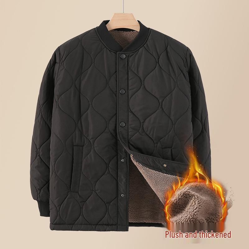 Grandpa's Warm Cotton-Padded Winter Coat - Fleece-Lined Jacket for Middle-Aged & Elderly Men