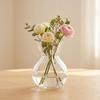 Clear Glass Flower Vase With Modern Ribbed Design Thick Durable Body For Home Dining Table Desktop Decor