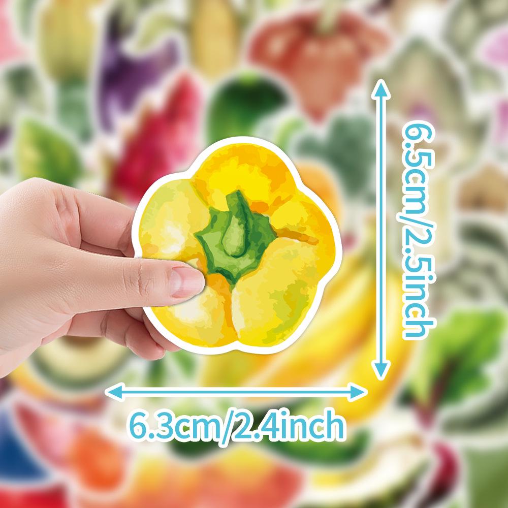 50/100 Cute Watercolor Fruit & Vegetable Doodle Stickers: Waterproof Decor for Bottles & Computers