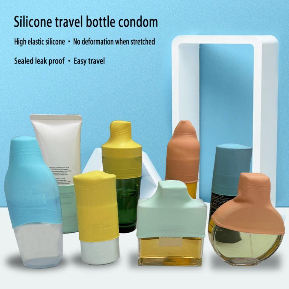 3Pcs Leakproof Leak Proof Toiletries Sleeves Elastic Refillable Bottle Protective Cap