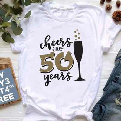 Unisex 2024 Saúde A 20 30 40 50 60 70 80 90 Anos Camiseta Presente de Aniversário Camiseta Estampada com Taças de Vinho Roupas Femininas Camisetas Femininas Tops